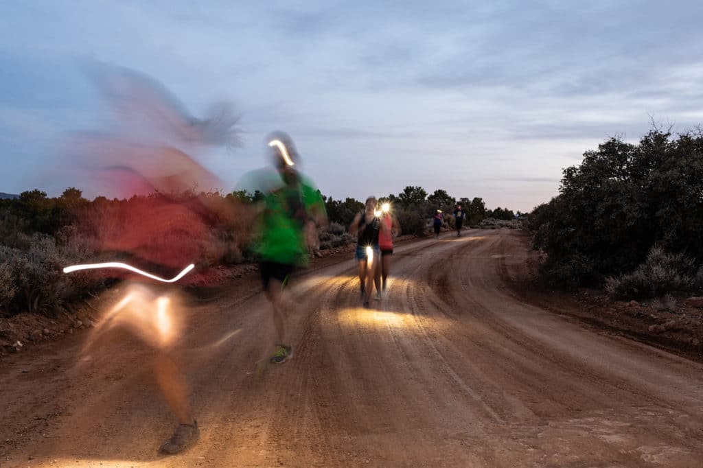 abstract image of light streaks from headlamps