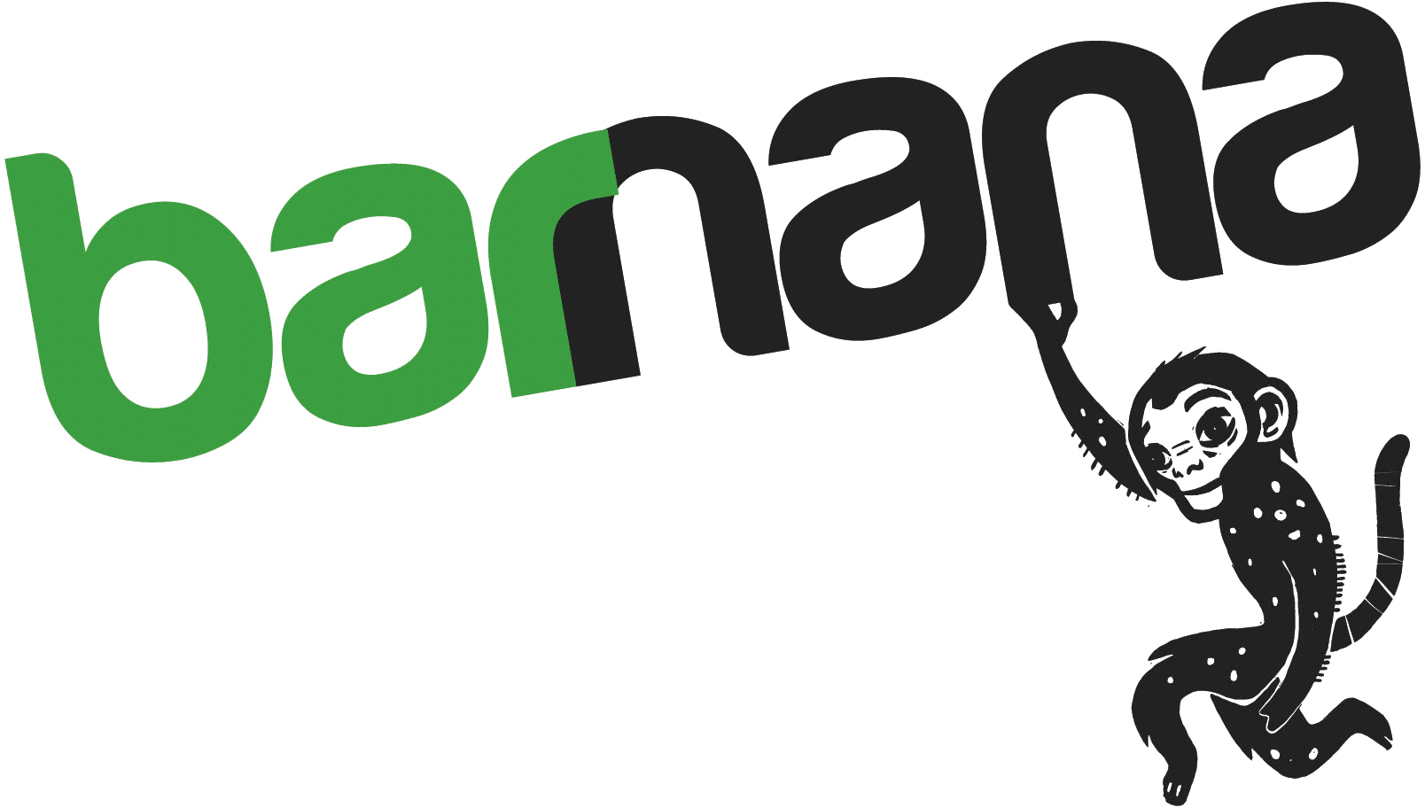 Barnana-transparent Barnana brand name with monkey hanging off