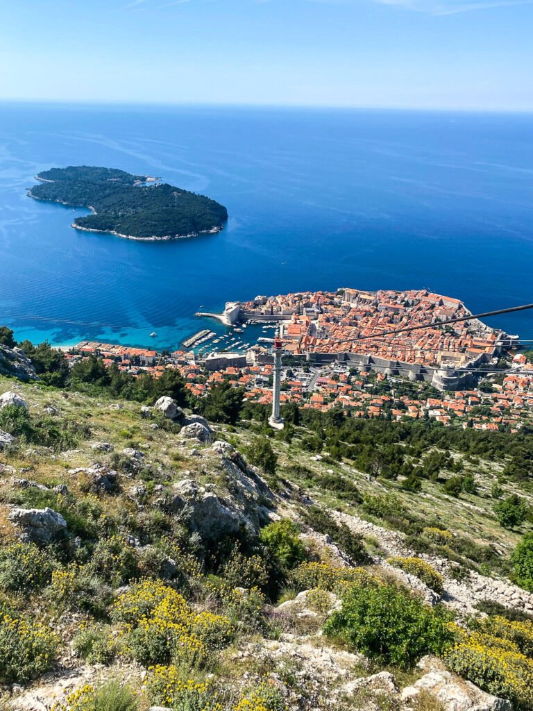 An aerial view of the Dubrovnik coast