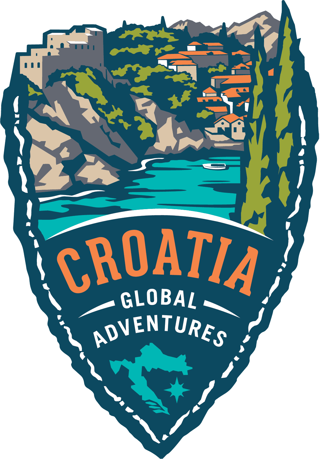 Croatia Global Adventure-Logo Shield image that shows the Croatian coastline