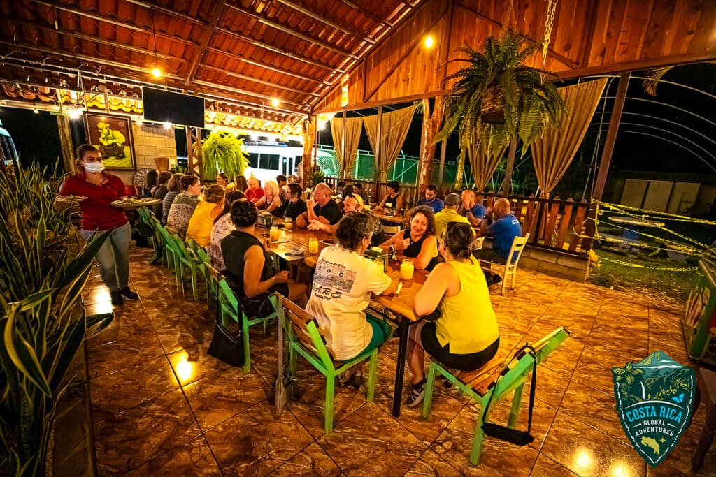 Runners enjoying dinner together at a local restaurant