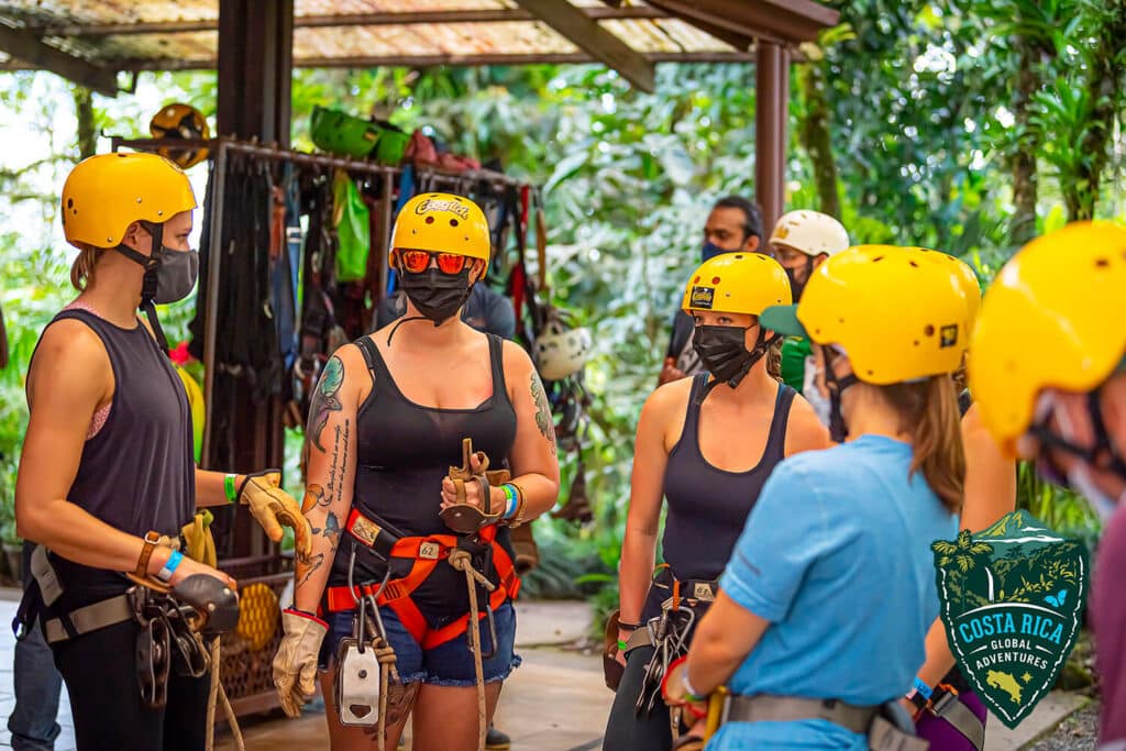 Runner prepare for jungle zip-lining
