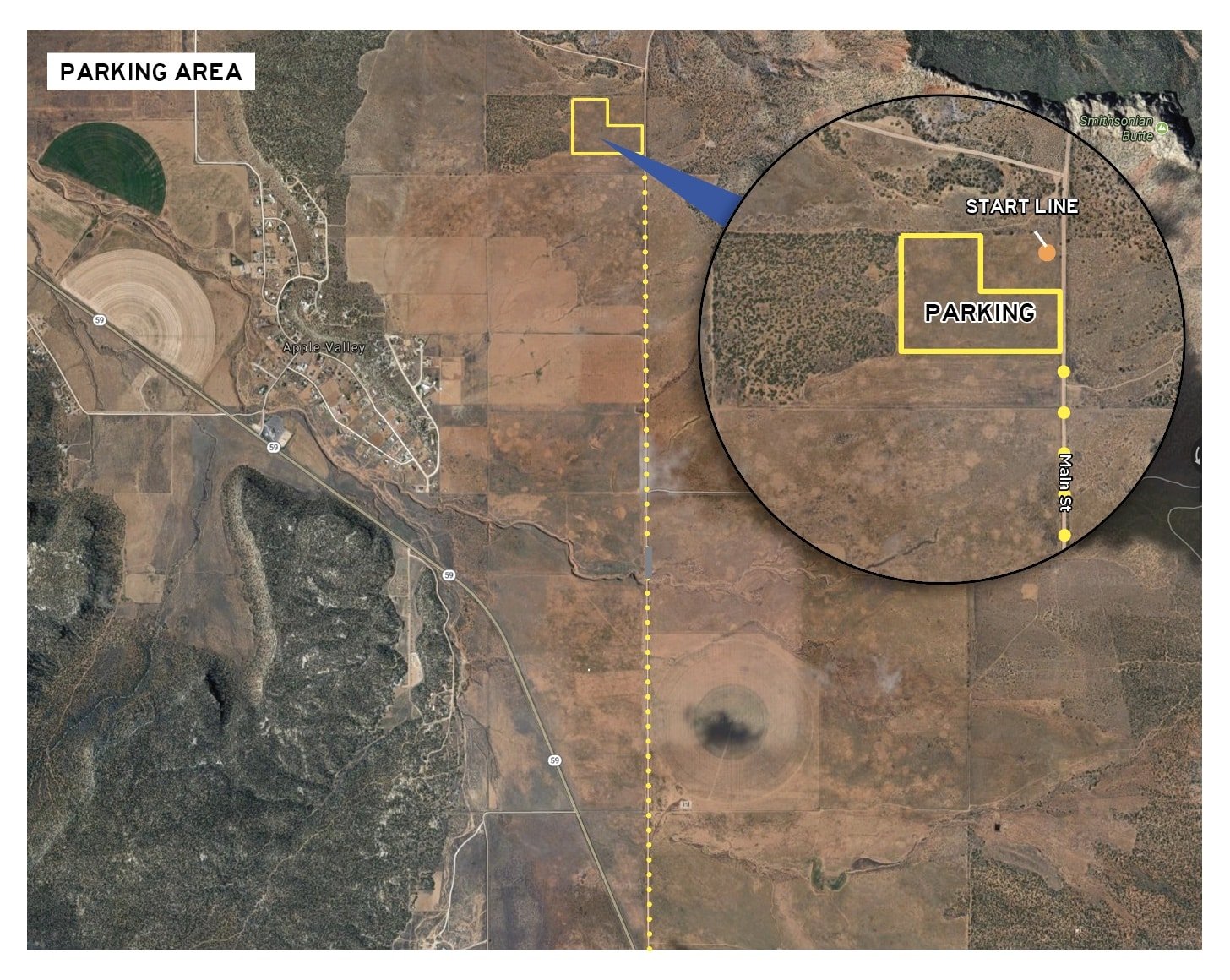 Aerial view of parking lot at Ruby Rider Ranch
