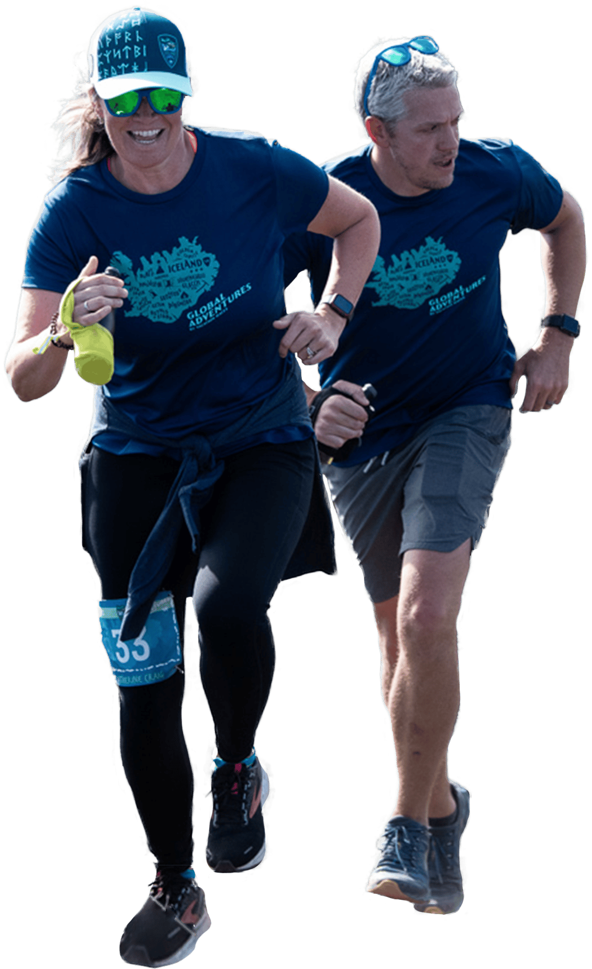 Couple-Iceland-Persona A couple of runners climbing a hill at the Iceland Global Adventure