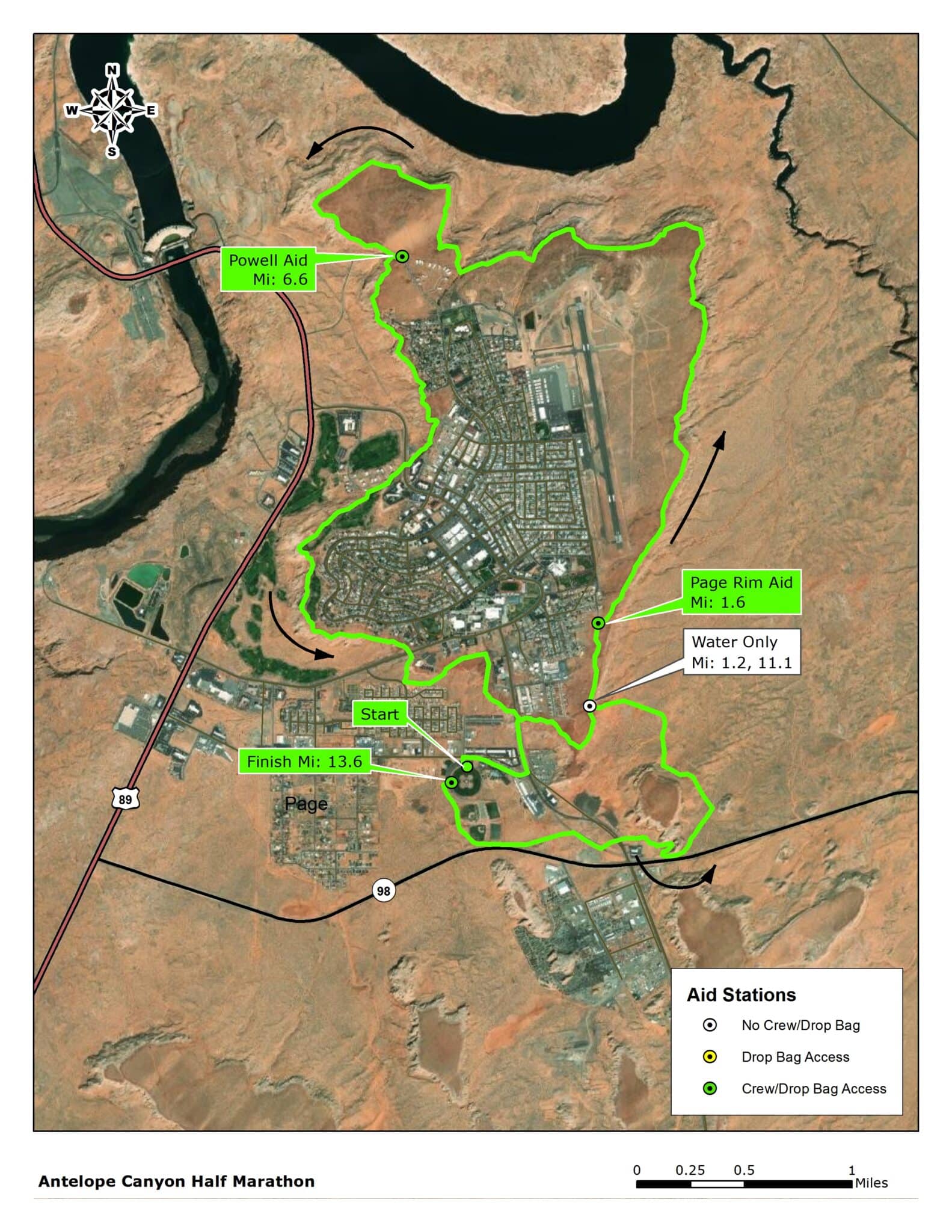 2023-AC_Half Course Map for the Antelope Canyon Ultras Trail Half Marathon