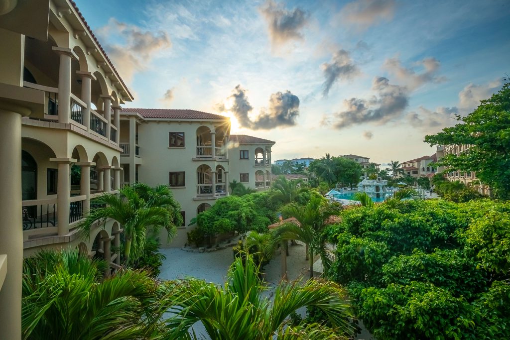 A resort in Belize where runners stayed during their Global Adventures Belize runners pose at the start line of their all-inclusive running trip