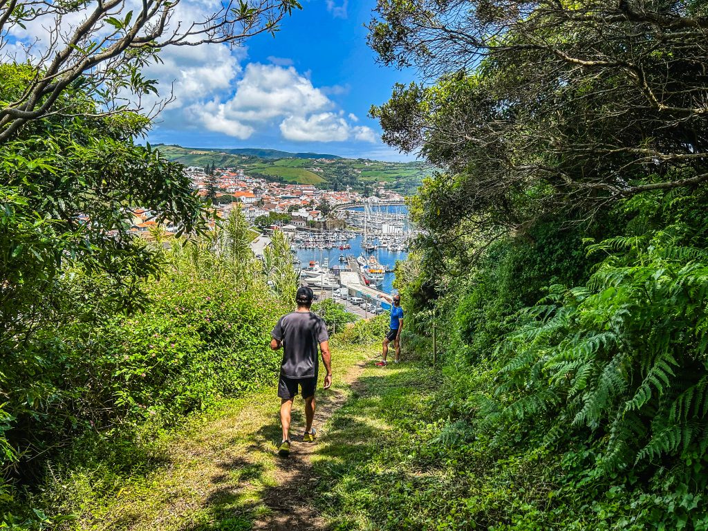 Vacation Races runners enjoy the sun as they run through lush, green volcanic trails on their all-inclusive running trip to Portugal's Azores