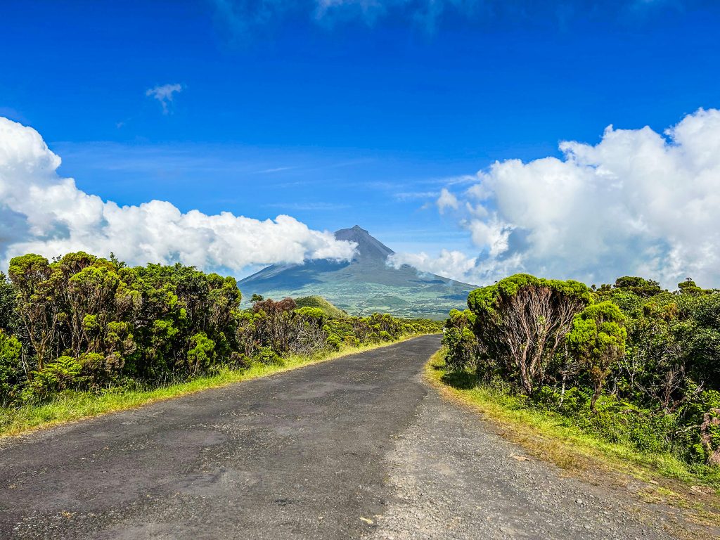 Portugal the Azores volcano under blue skies at the Global Adventures all-inclusive running trip