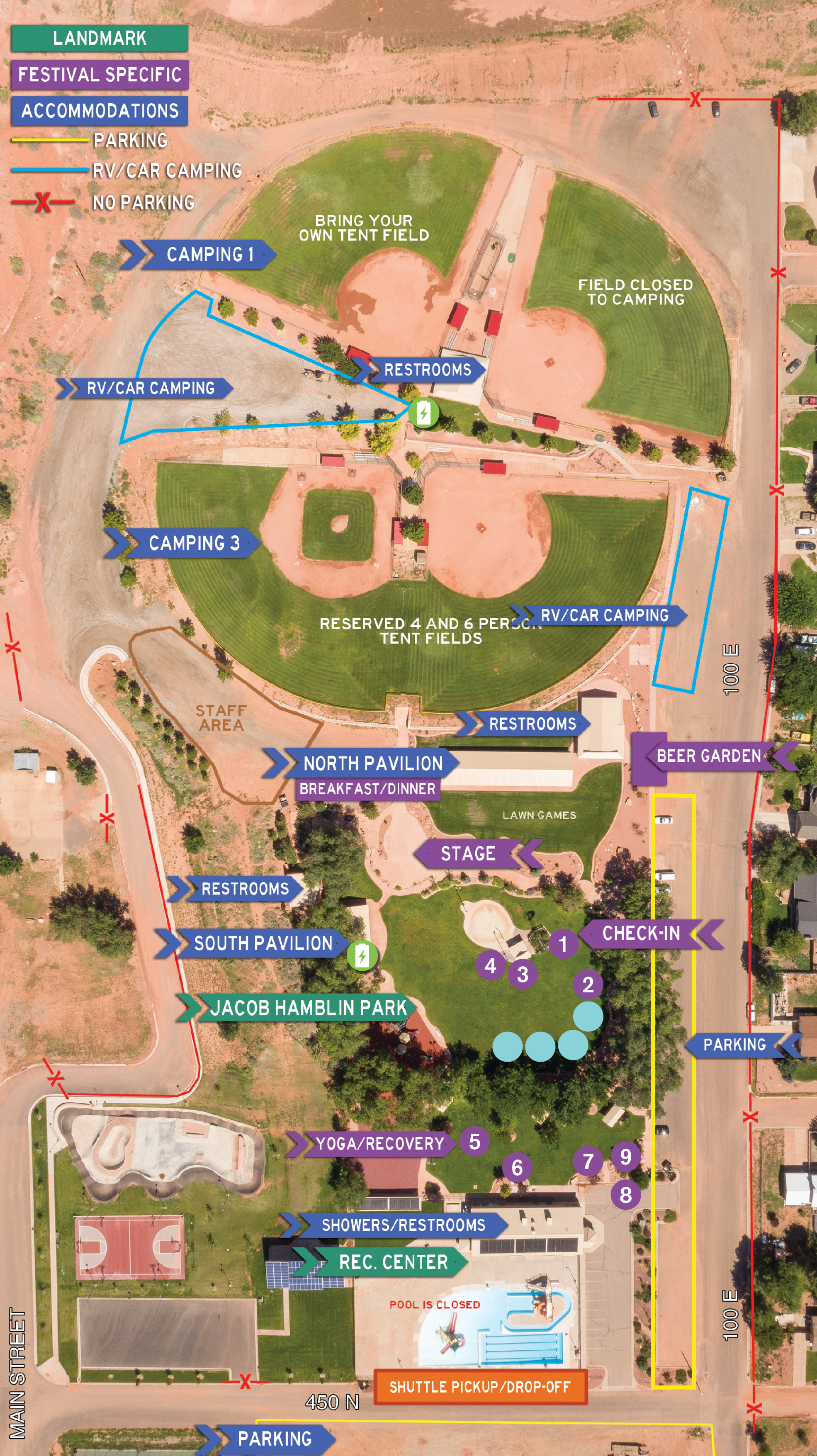 2023 GCTF Event Map Grand Circle Trailfest headquarters and event area located in Kanab, Utah