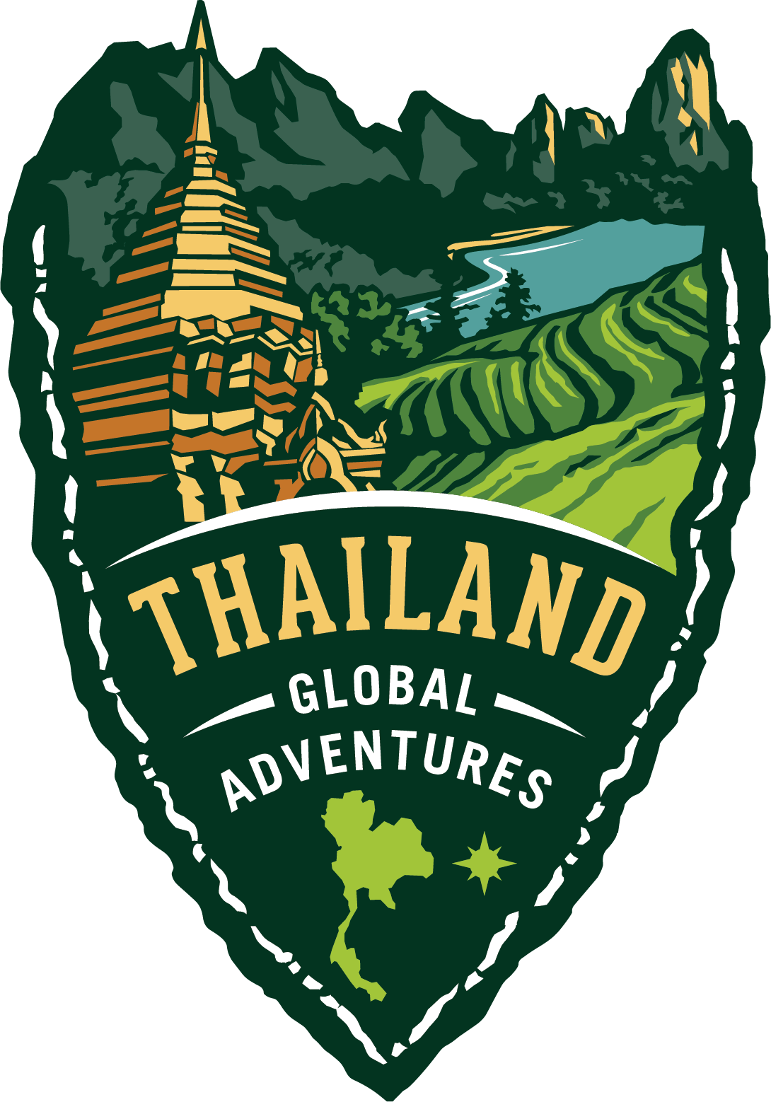 Thailand GA-logo Medal design for the Thailand Vacation Races destination showing a golden pagoda