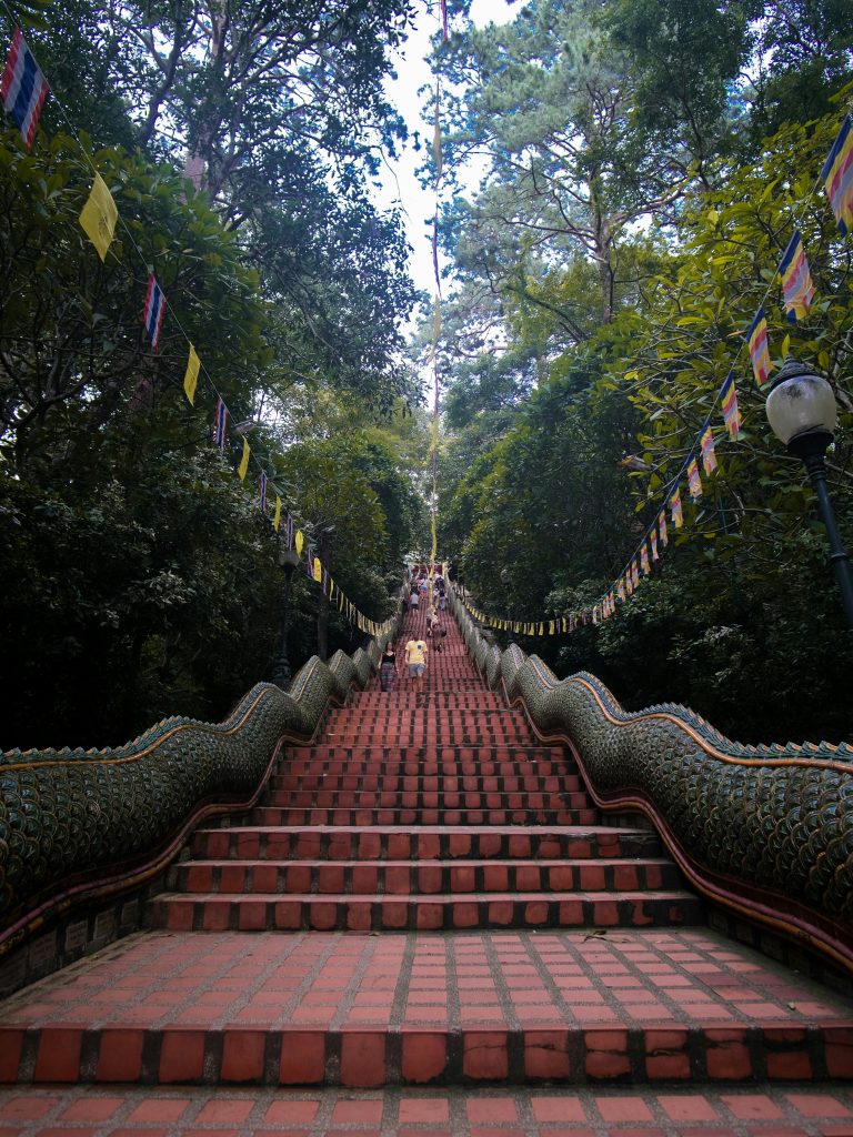Doi Suthep serpent stairs to the mountain temple in Chiang Mai
